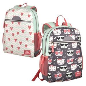 Trailmaker Reversible Backpack 2 in 1 Hello Cat & Hearts Chevron Print